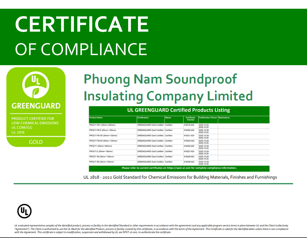 PNP | PHƯƠNG NAM PANEL CHÍNH THỨC ĐẠT CHỨNG NHẬN UL GREENGUARD GOLD